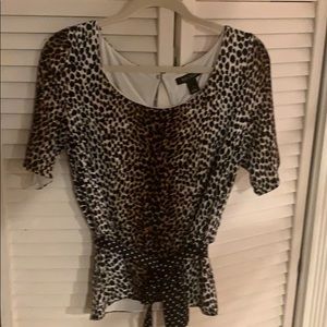 WHBM leopard print top with waist belt